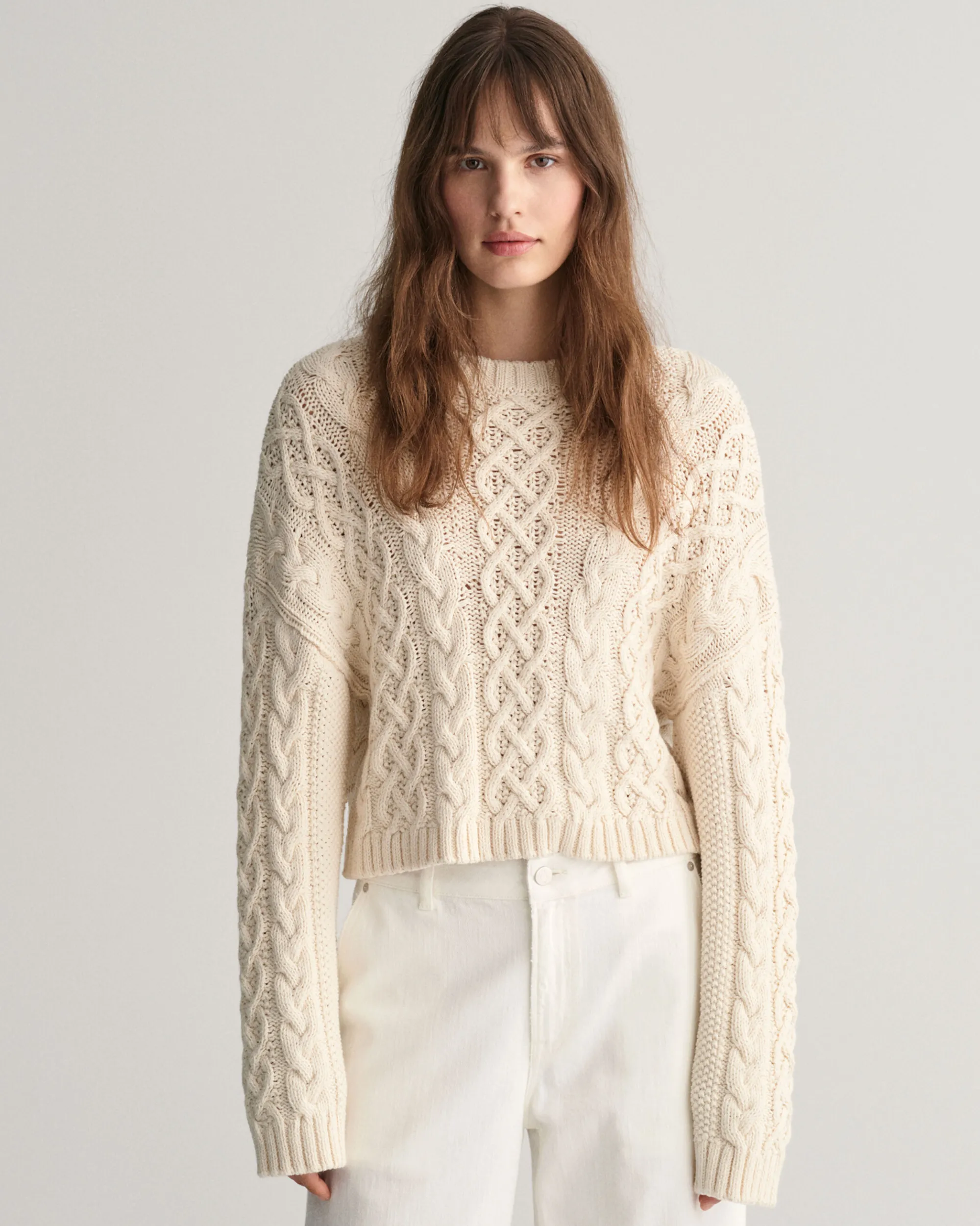 Cable Knit Crew Neck Sweater