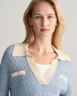 Cable Knit Polo Sweater