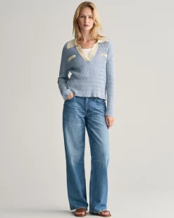 Cable Knit Polo Sweater