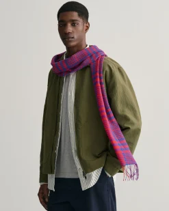 Checked Merino Wool Woven Scarf