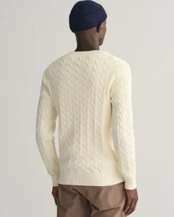Cotton Cable Knit Crew Neck Sweater