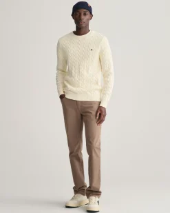 Cotton Cable Knit Crew Neck Sweater