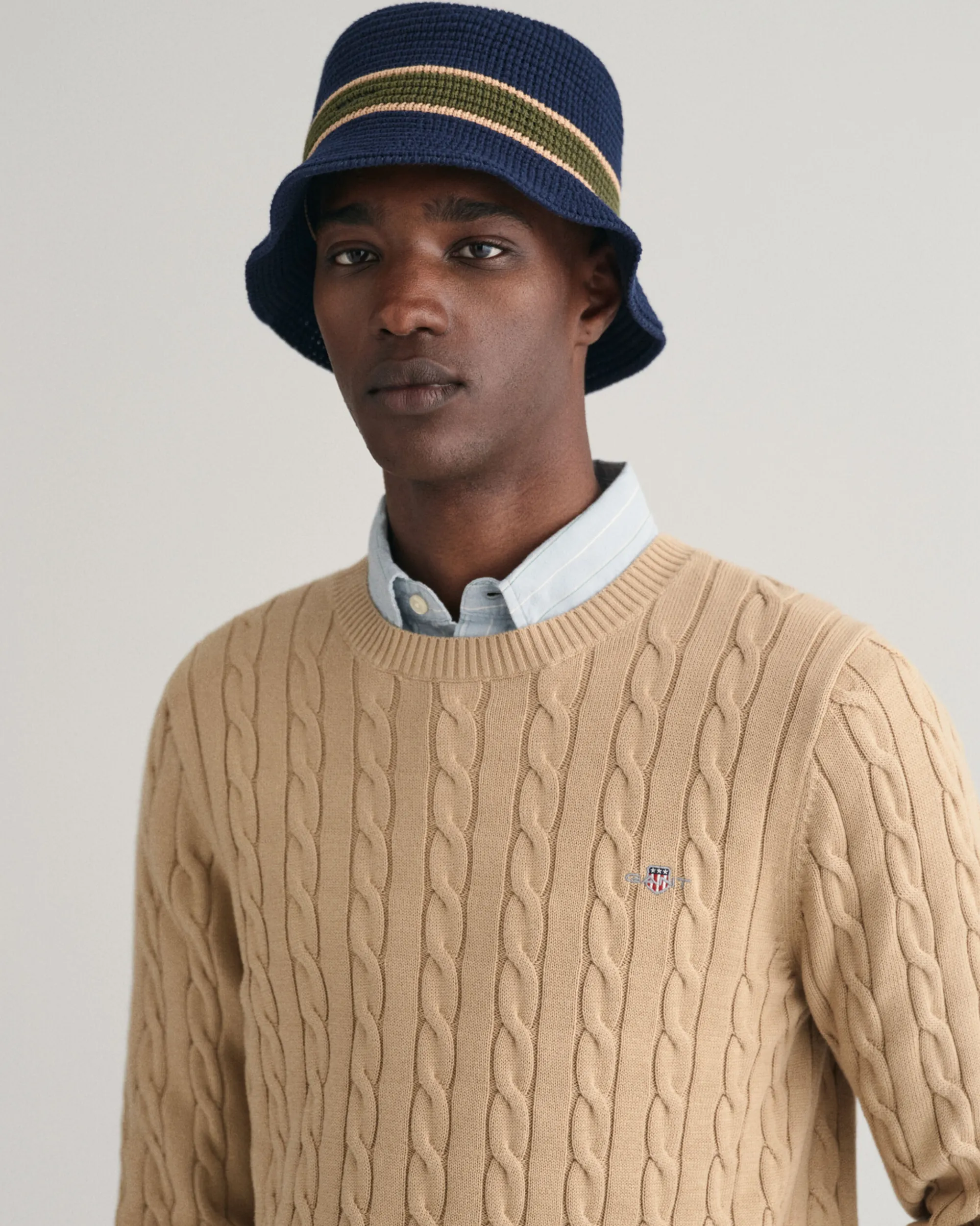 Cotton Cable Knit Crew Neck Sweater