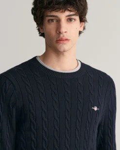 Cotton Cable Knit Crew Neck Sweater