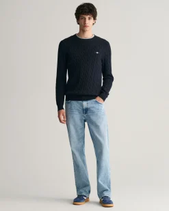 Cotton Cable Knit Crew Neck Sweater