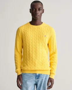 Cotton Cable Knit Crew Neck Sweater