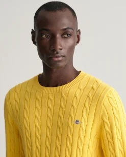 Cotton Cable Knit Crew Neck Sweater