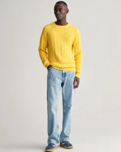Cotton Cable Knit Crew Neck Sweater