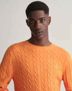 Cotton Cable Knit Crew Neck Sweater