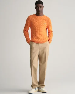Cotton Cable Knit Crew Neck Sweater