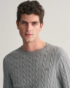 Cotton Cable Knit Crew Neck Sweater