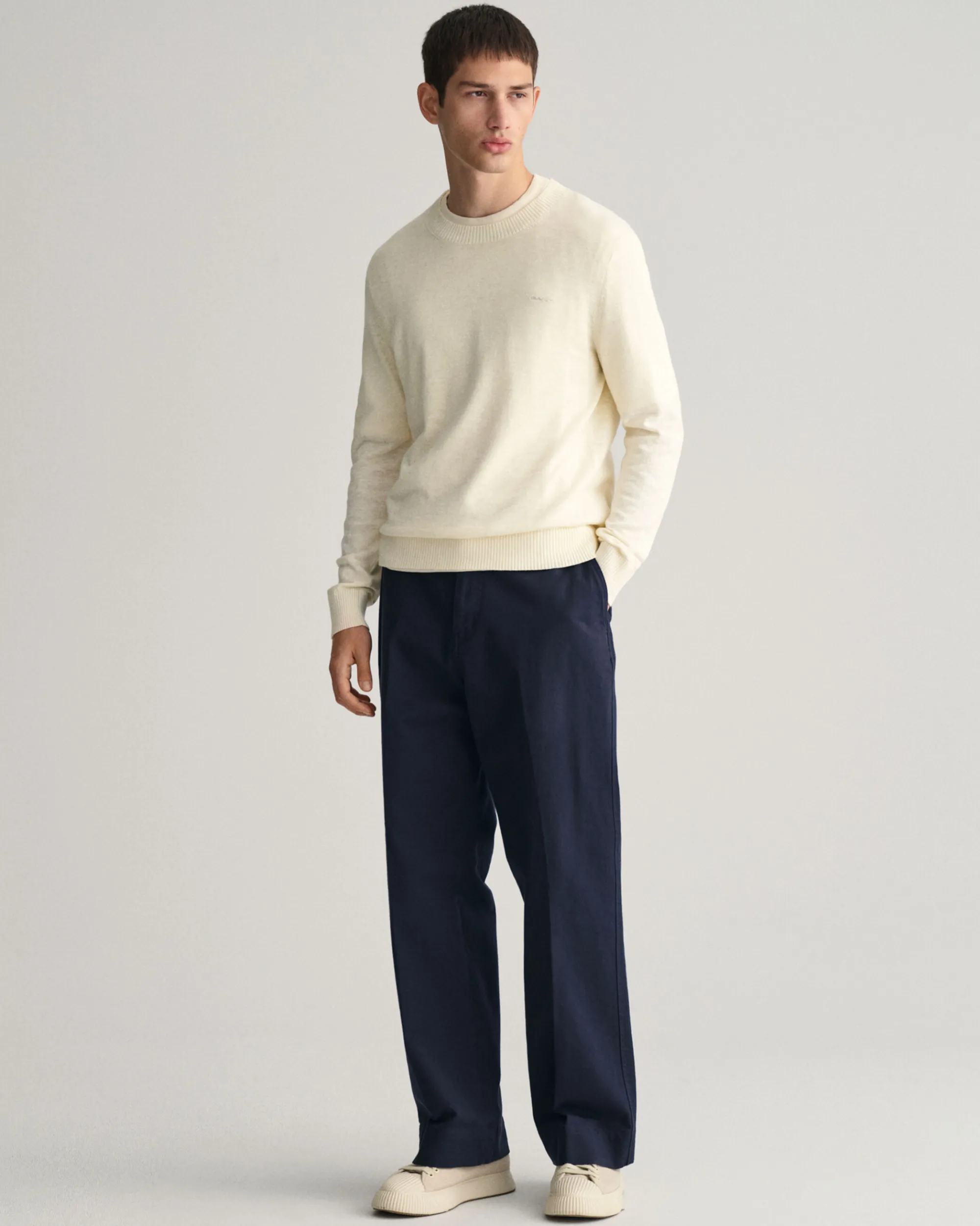 Cotton Linen Crew Neck Sweater