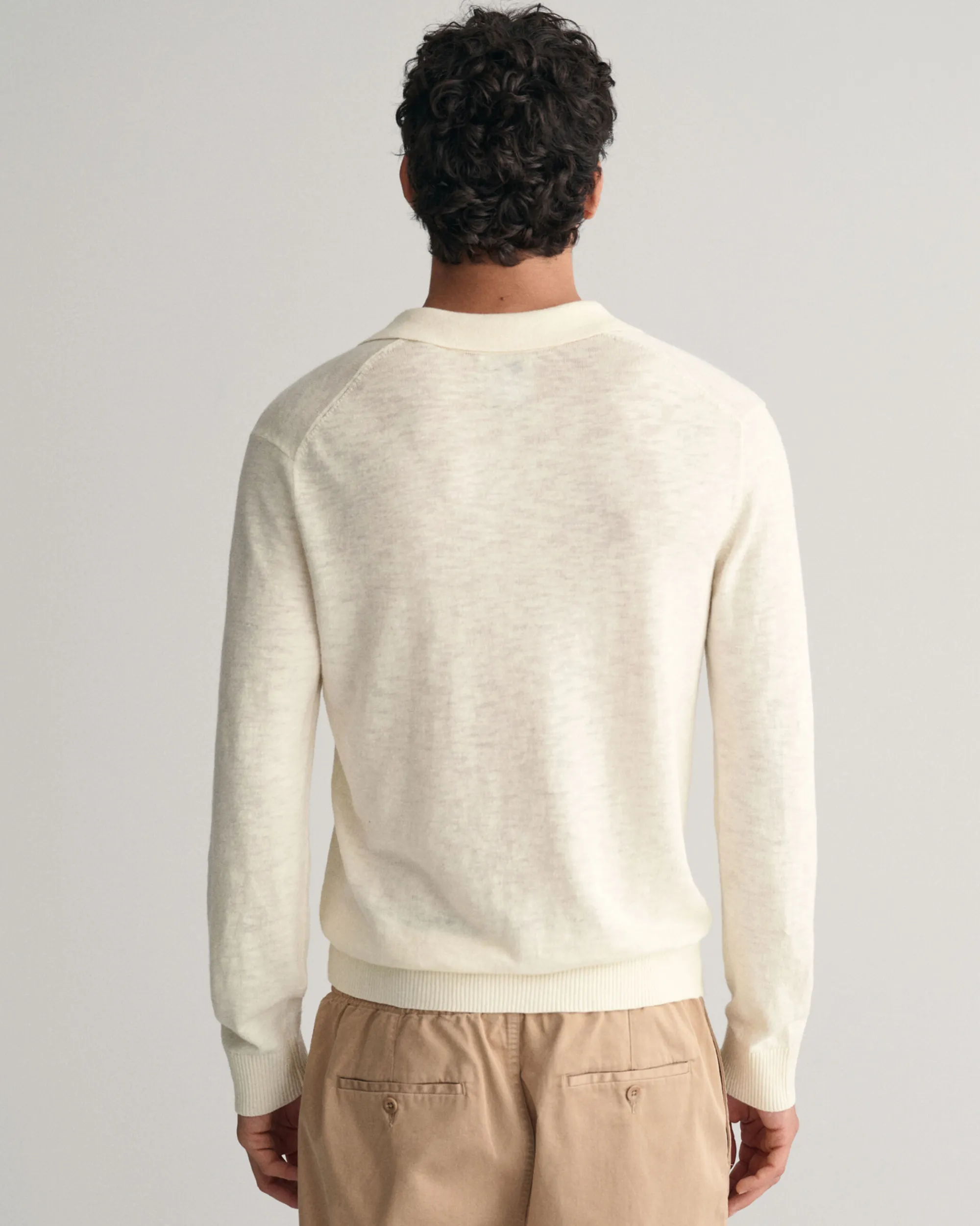 Cotton Linen Open Polo Sweater