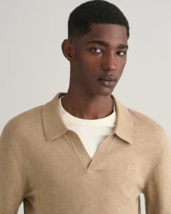 Cotton Linen Open Polo Sweater