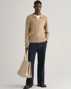 Cotton Linen Open Polo Sweater