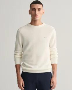 Cotton Piqué Crew Neck Sweater