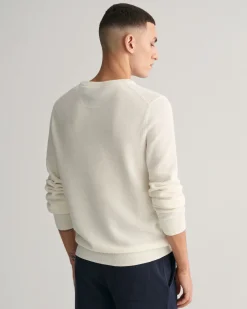 Cotton Piqué Crew Neck Sweater