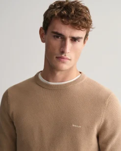 Cotton Piqué Crew Neck Sweater