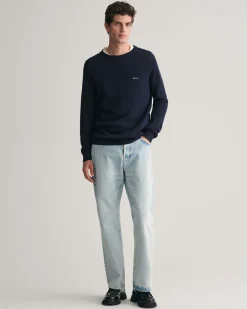 Cotton Piqué Crew Neck Sweater
