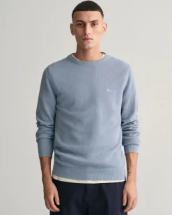 Cotton Piqué Crew Neck Sweater