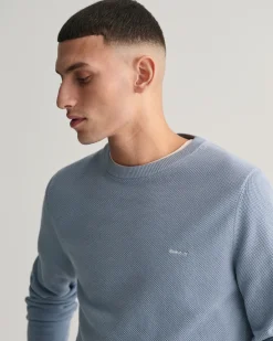 Cotton Piqué Crew Neck Sweater