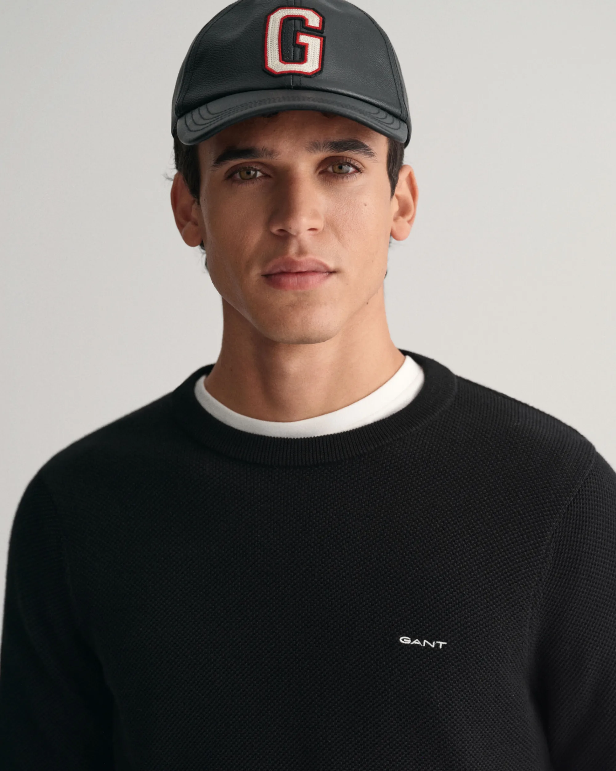 Cotton Piqué Crew Neck Sweater
