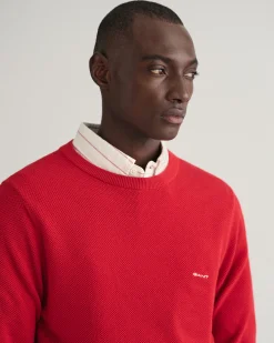 Cotton Piqué Crew Neck Sweater
