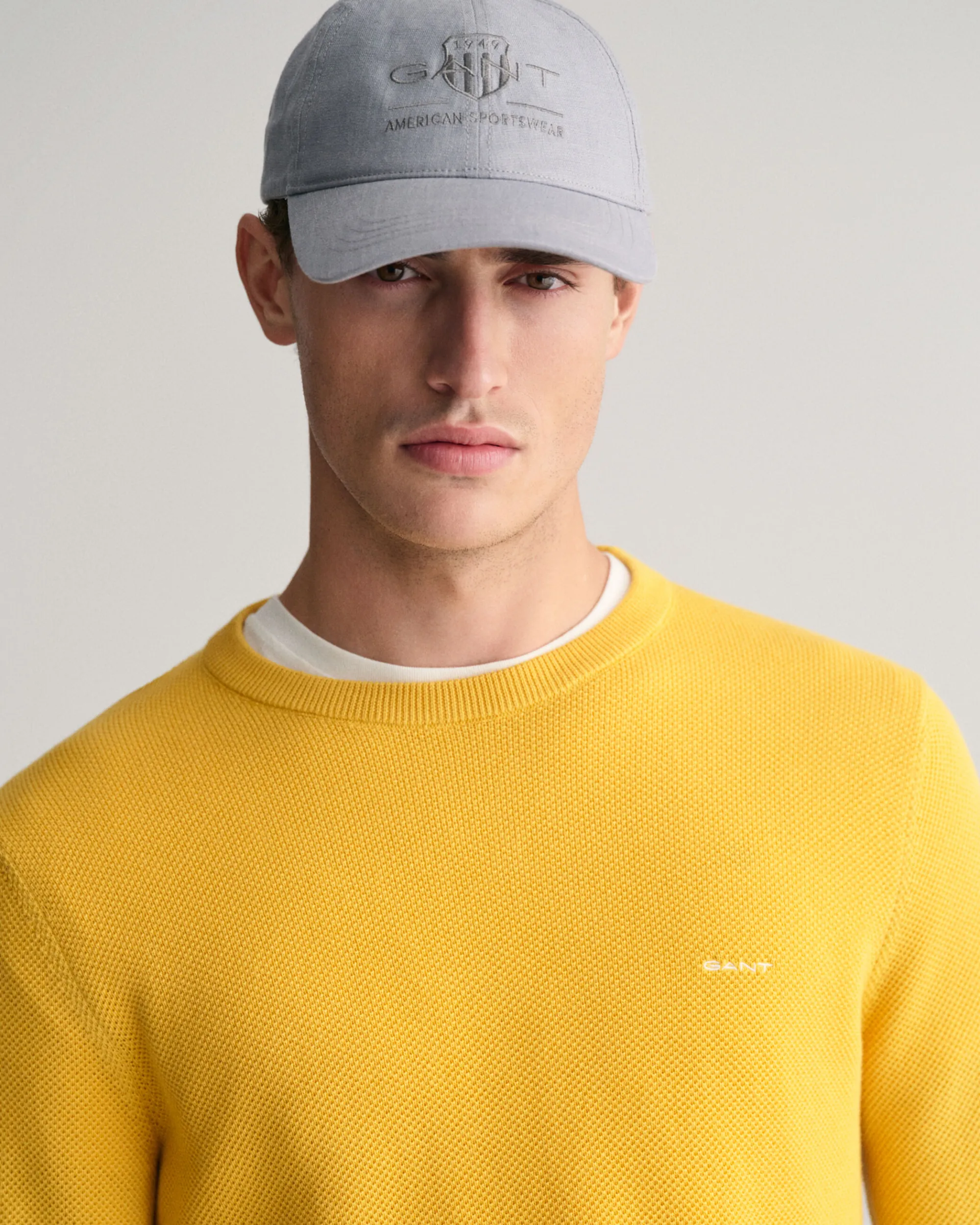 Cotton Piqué Crew Neck Sweater