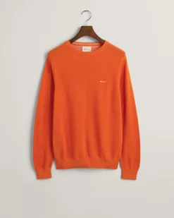 Cotton Piqué Crew Neck Sweater