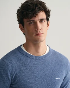 Cotton Piqué Crew Neck Sweater