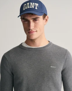 Cotton Piqué Crew Neck Sweater