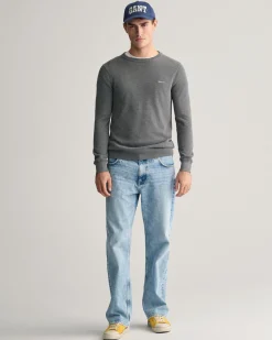 Cotton Piqué Crew Neck Sweater