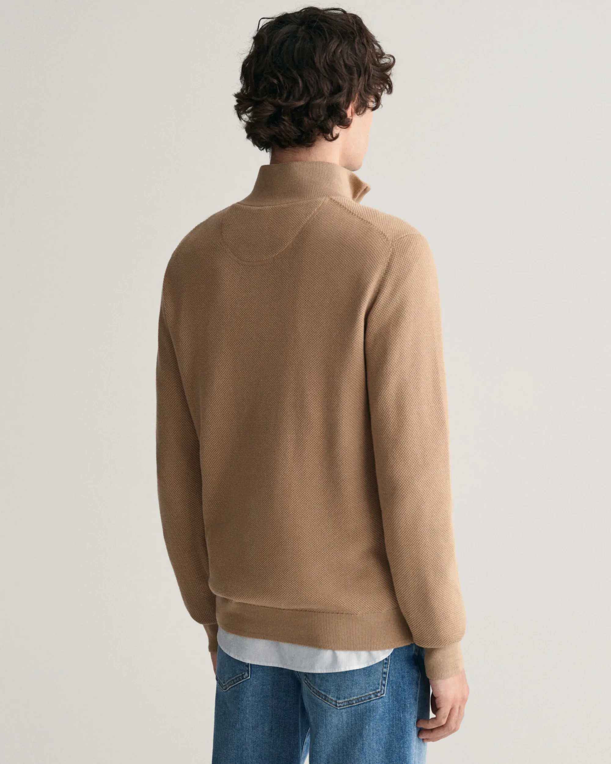 Cotton Piqué Half-Zip Sweater
