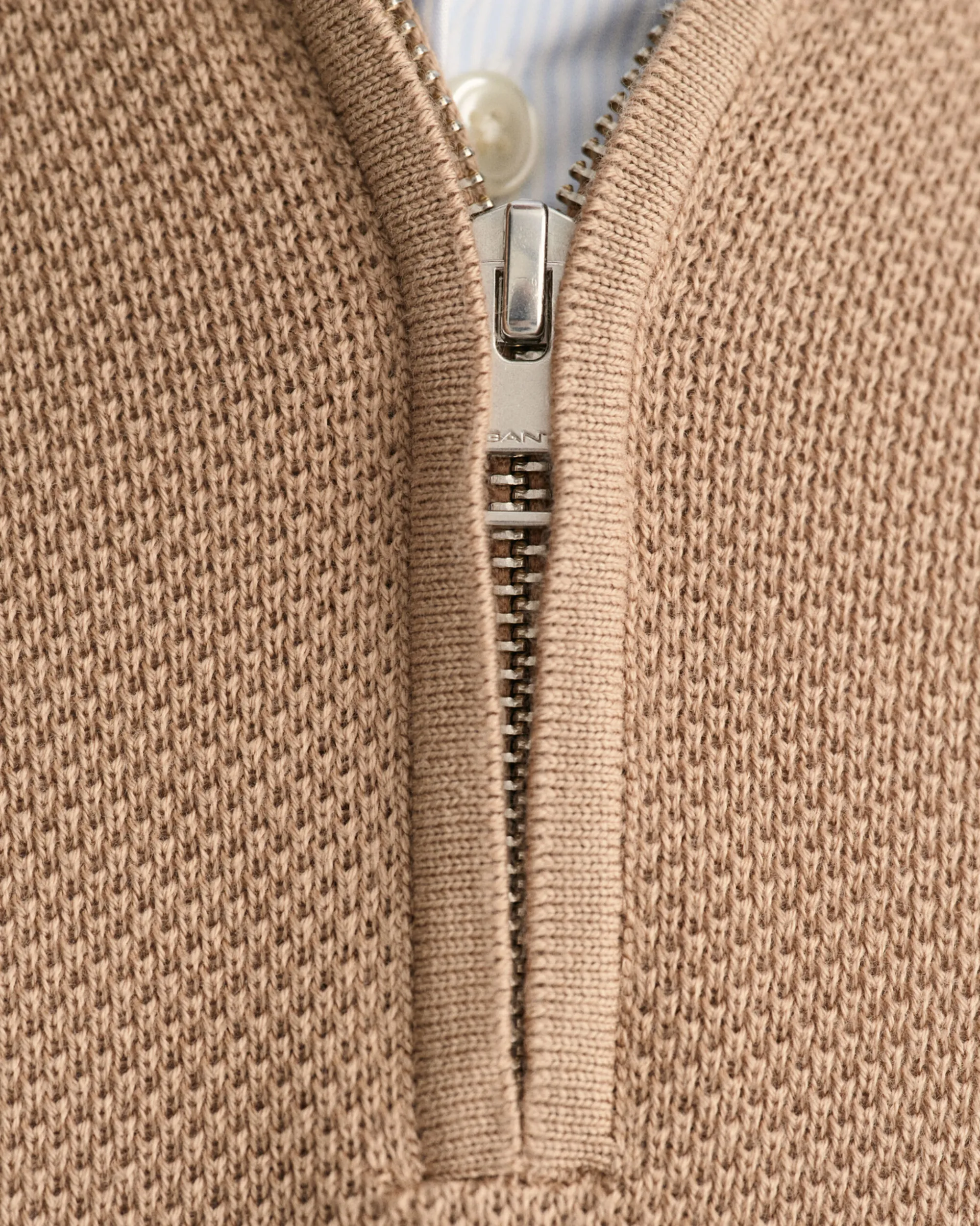 Cotton Piqué Half-Zip Sweater