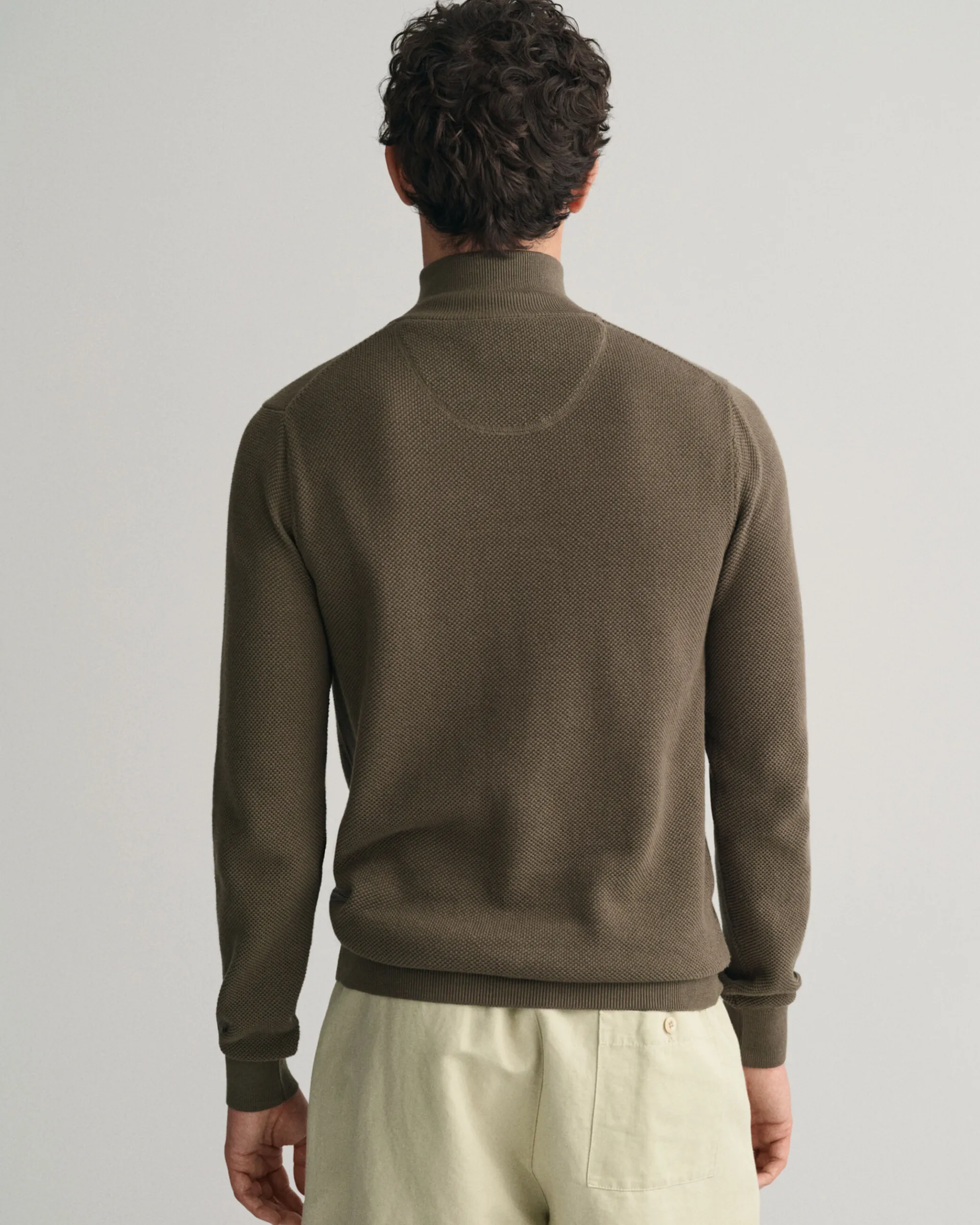 Cotton Piqué Half-Zip Sweater