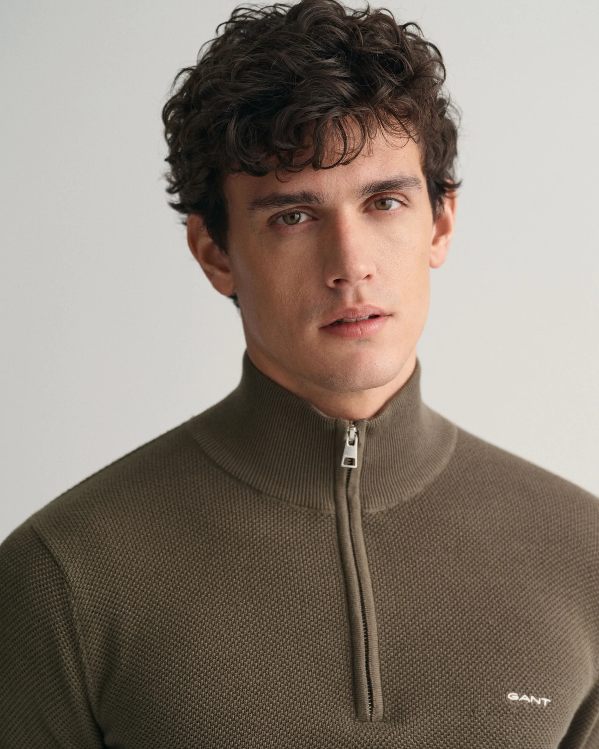 Cotton Piqué Half-Zip Sweater