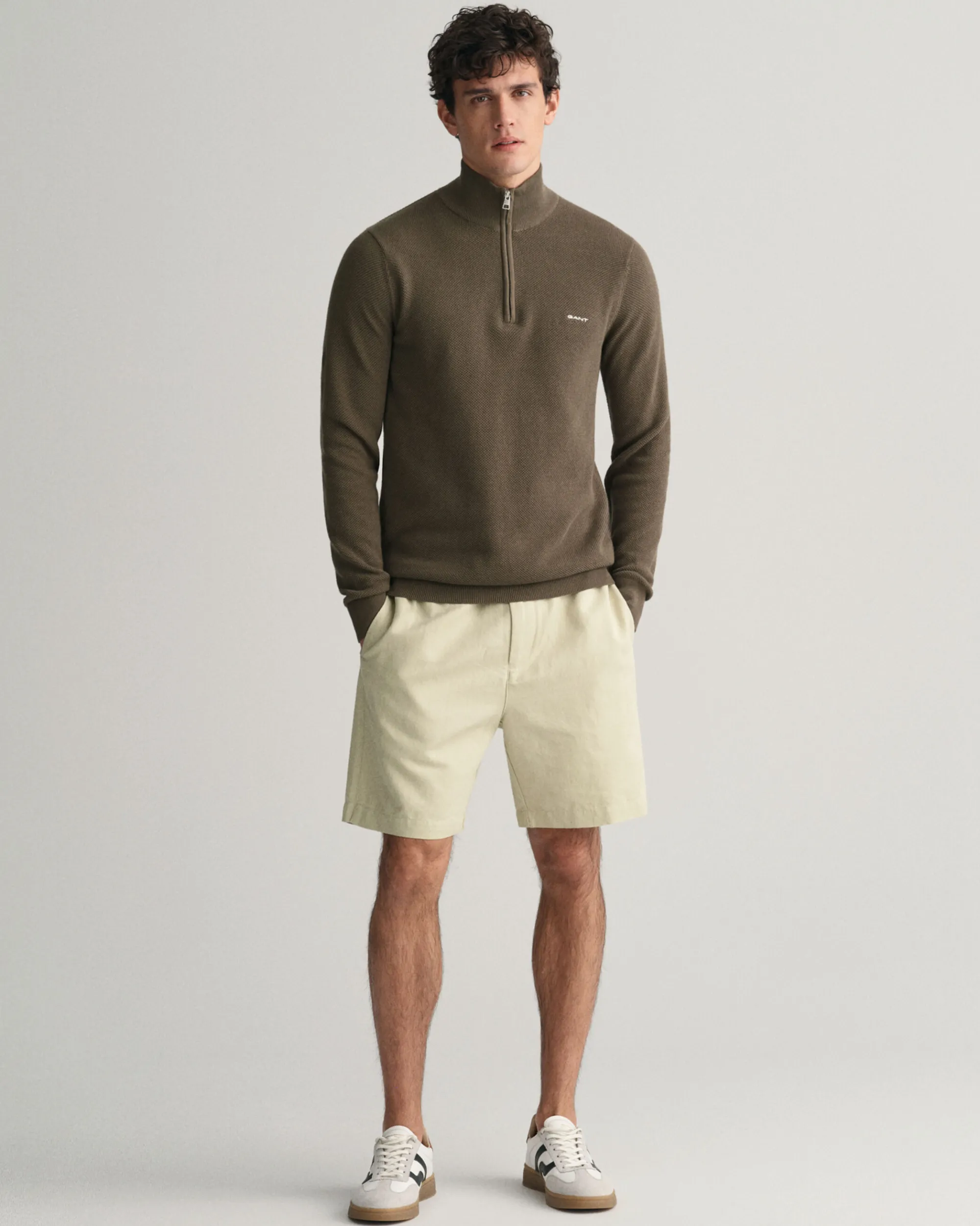 Cotton Piqué Half-Zip Sweater