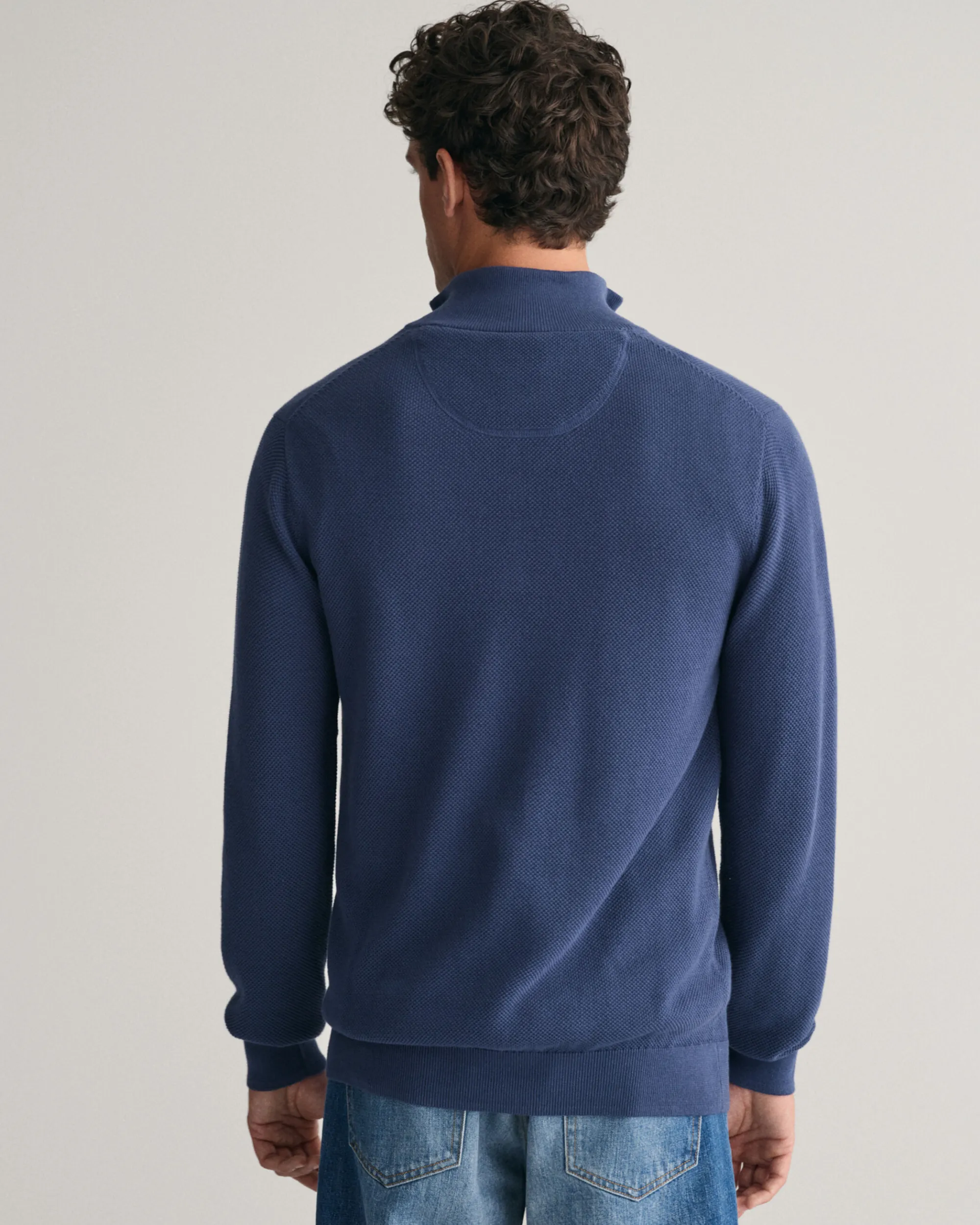 Cotton Piqué Half-Zip Sweater