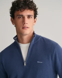 Cotton Piqué Half-Zip Sweater