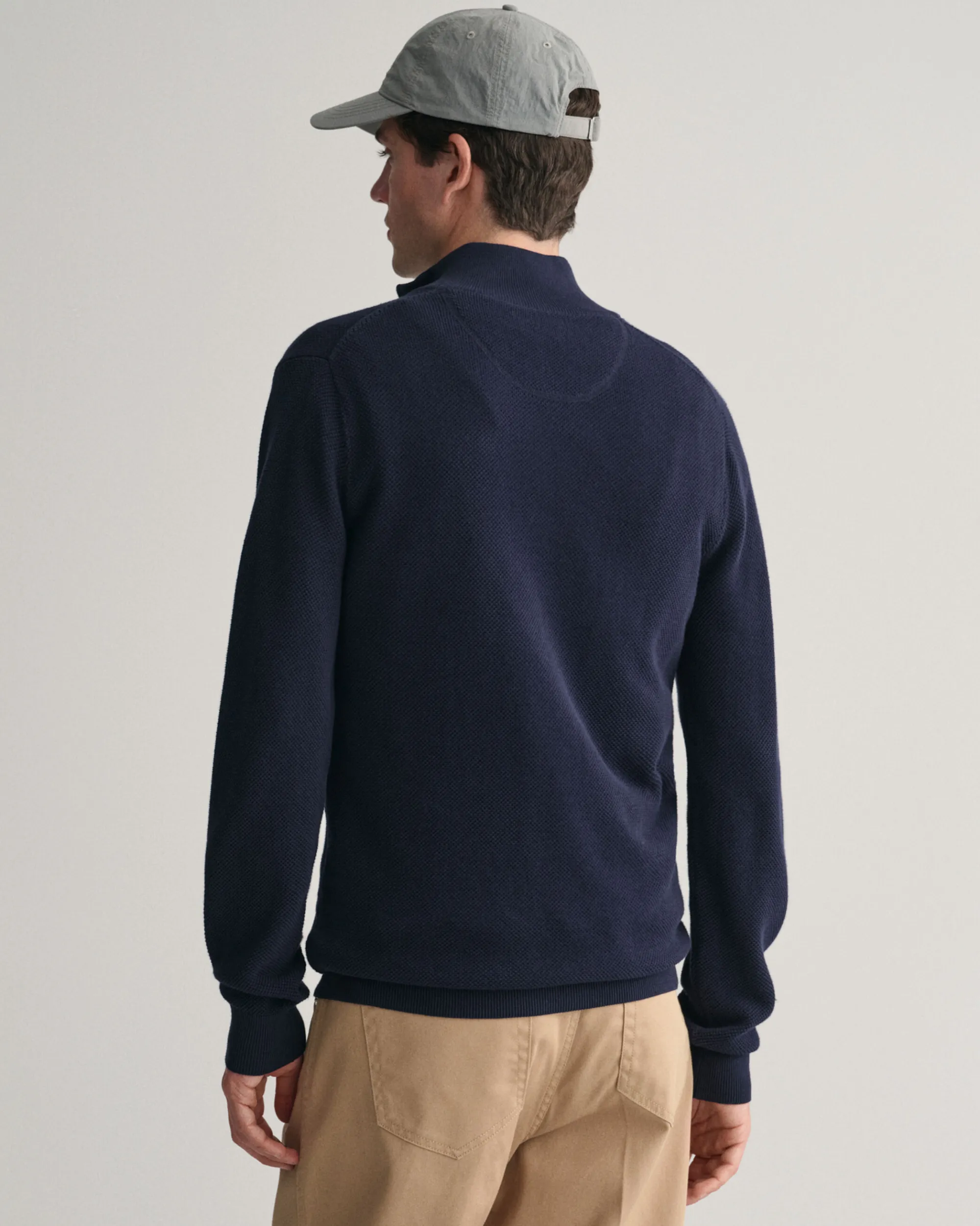 Cotton Piqué Half-Zip Sweater