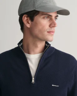 Cotton Piqué Half-Zip Sweater