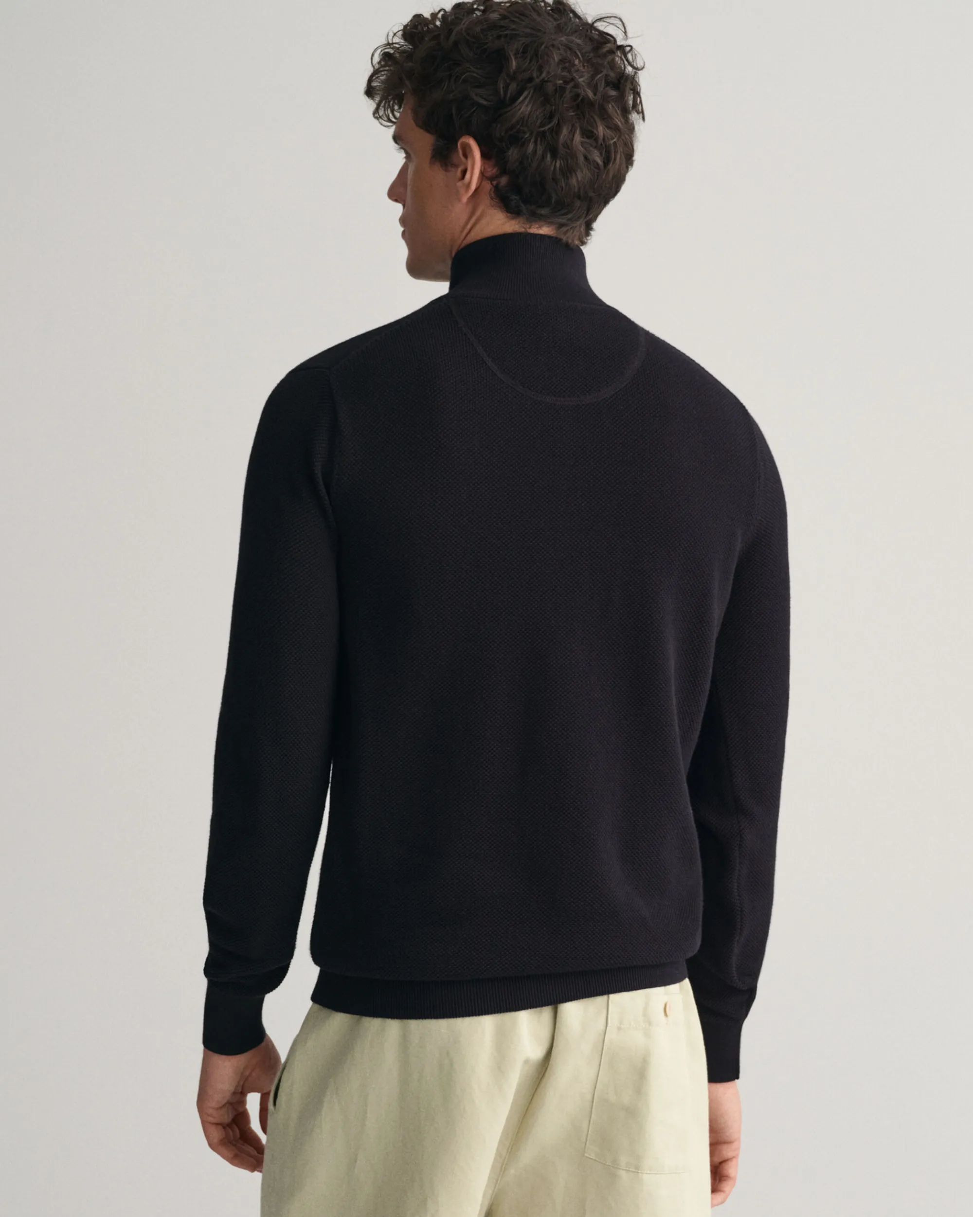 Cotton Piqué Half-Zip Sweater