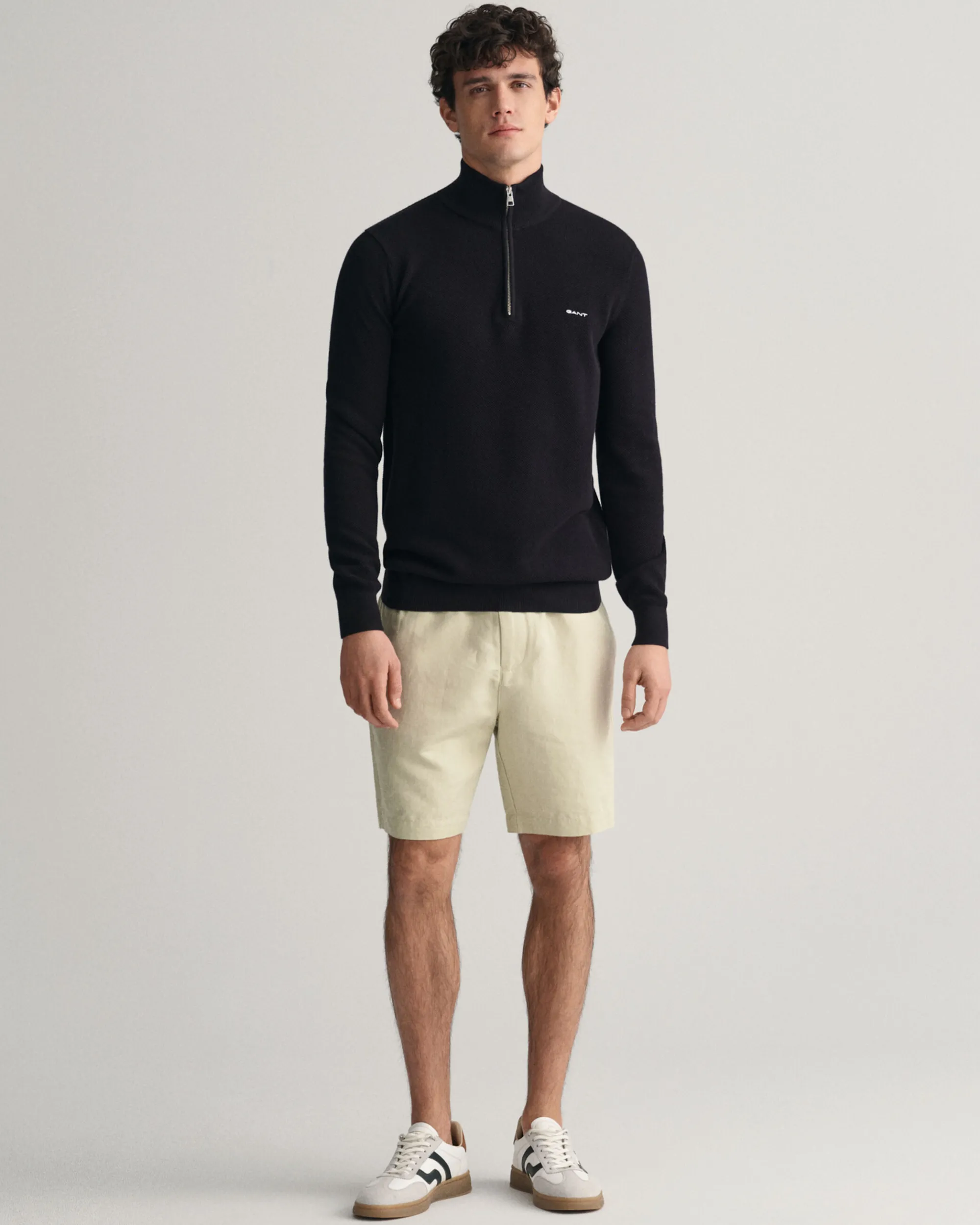 Cotton Piqué Half-Zip Sweater