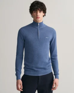 Cotton Piqué Half-Zip Sweater