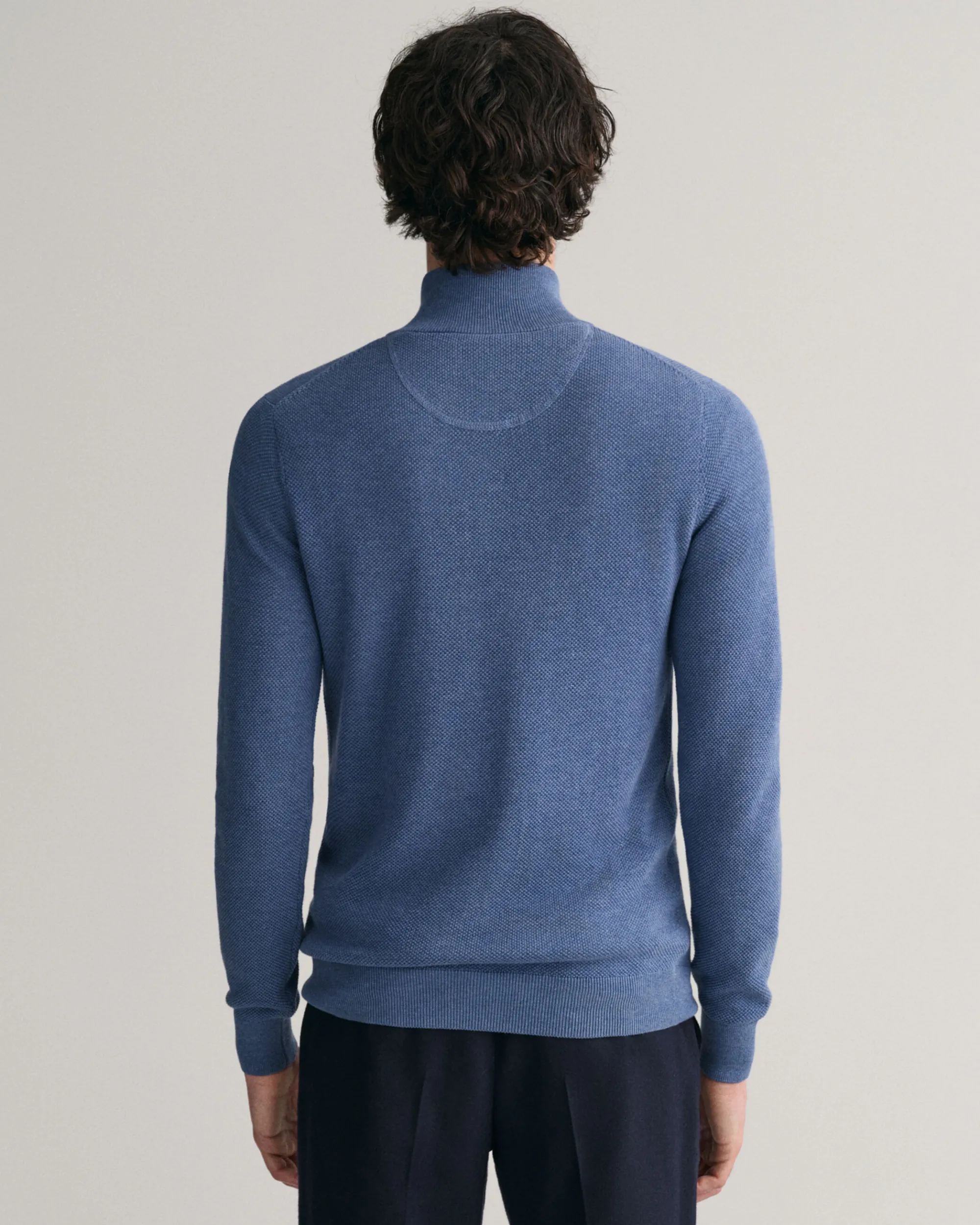 Cotton Piqué Half-Zip Sweater