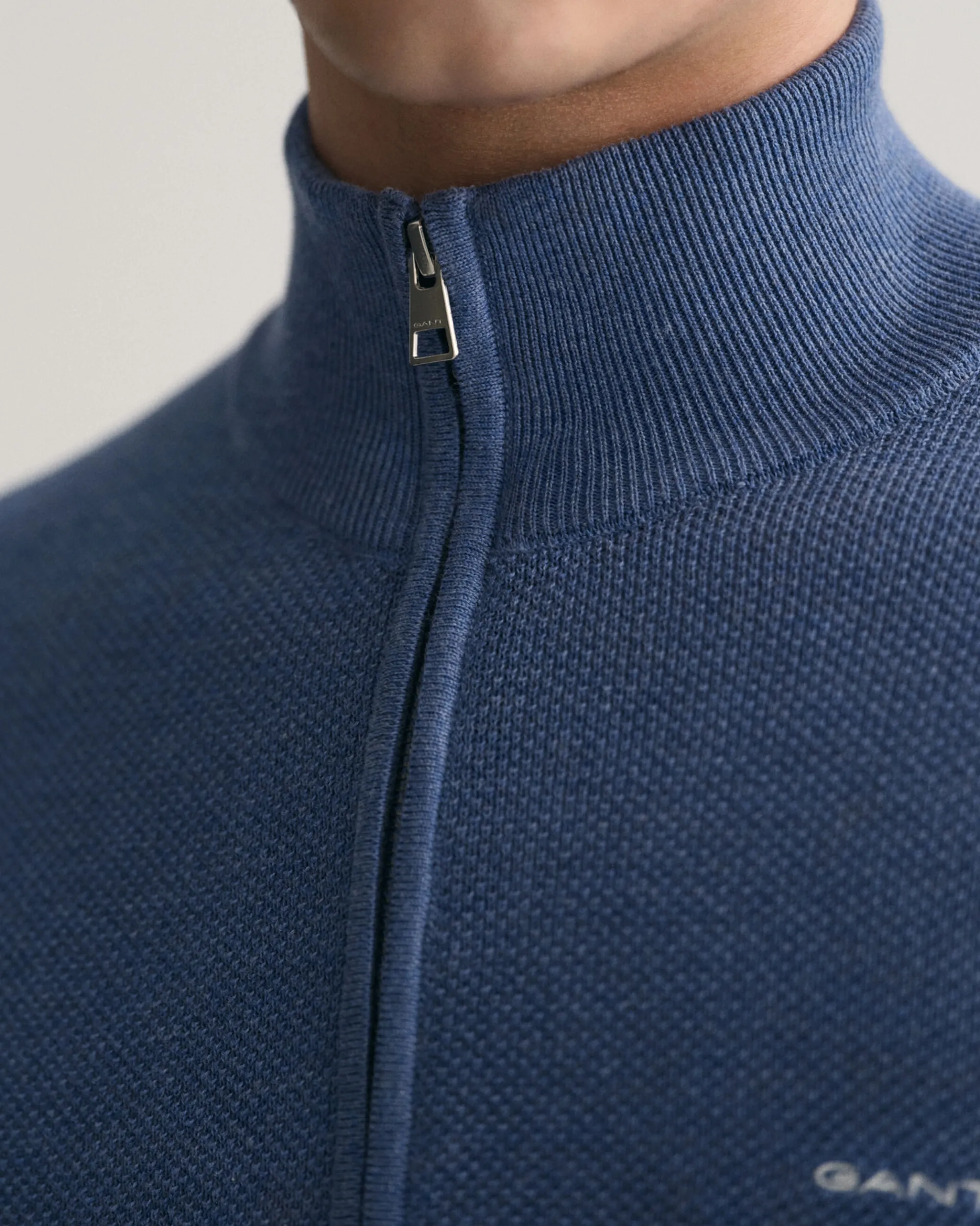 Cotton Piqué Half-Zip Sweater