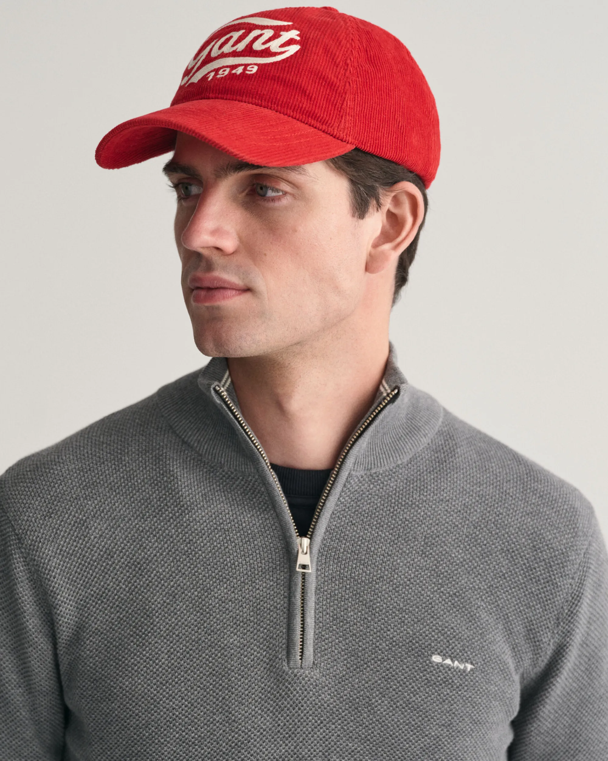 Cotton Piqué Half-Zip Sweater