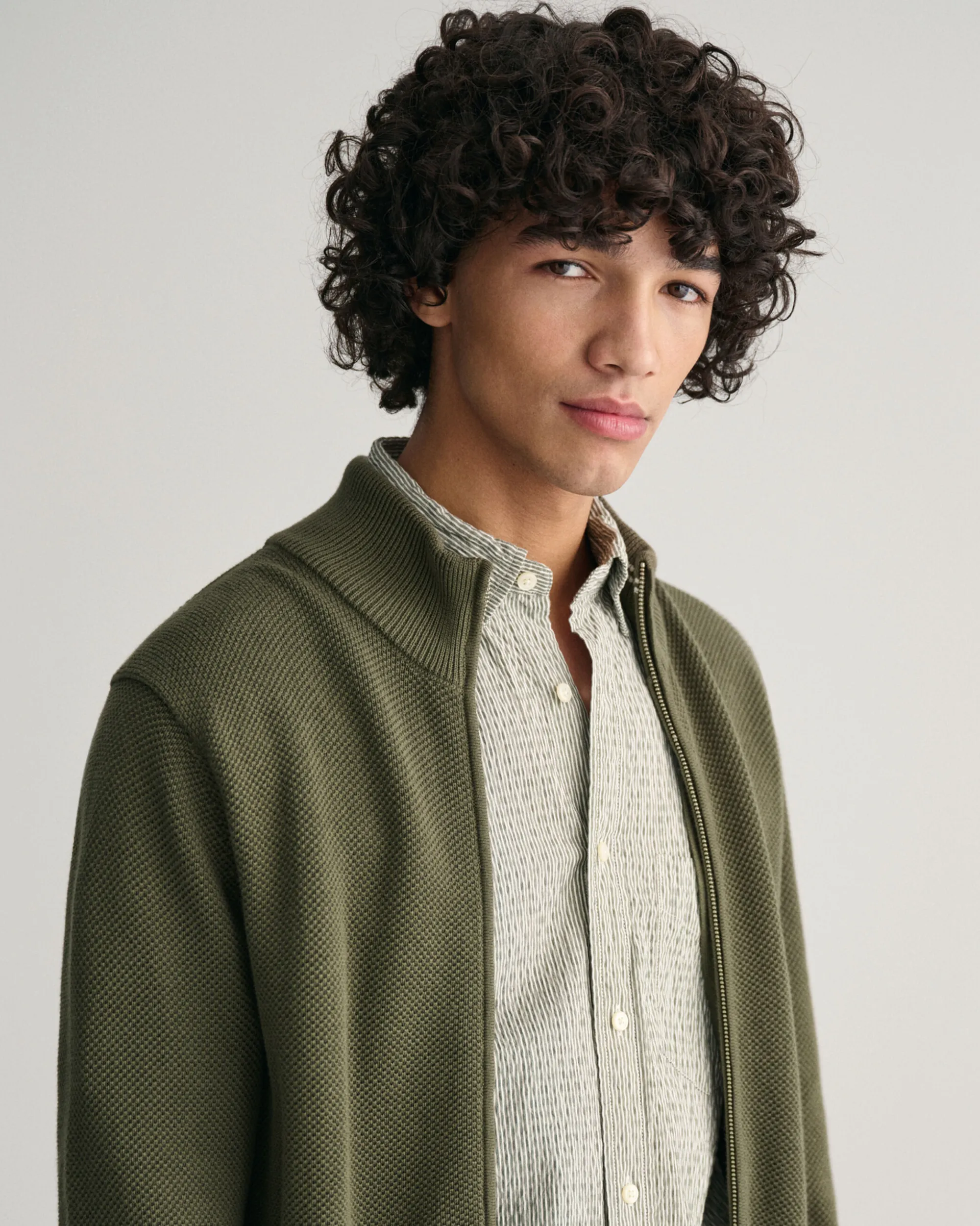 Cotton Piqué Zip Cardigan