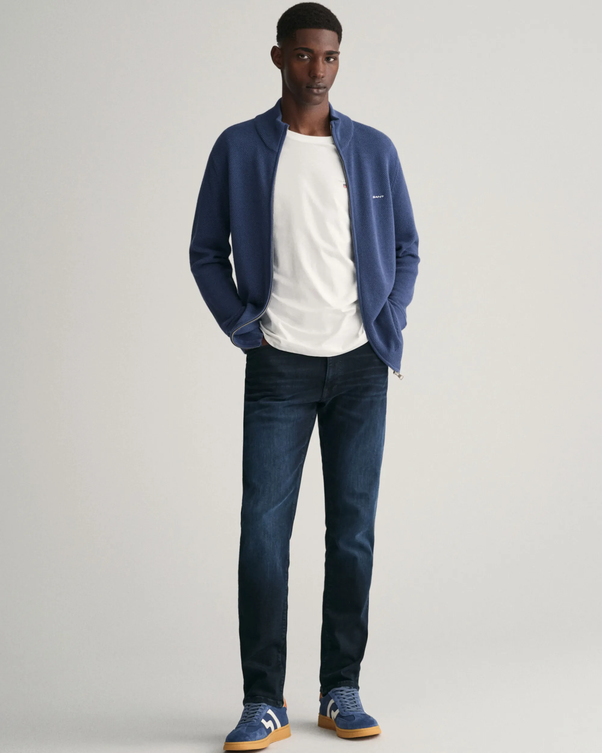 Cotton Piqué Zip Cardigan