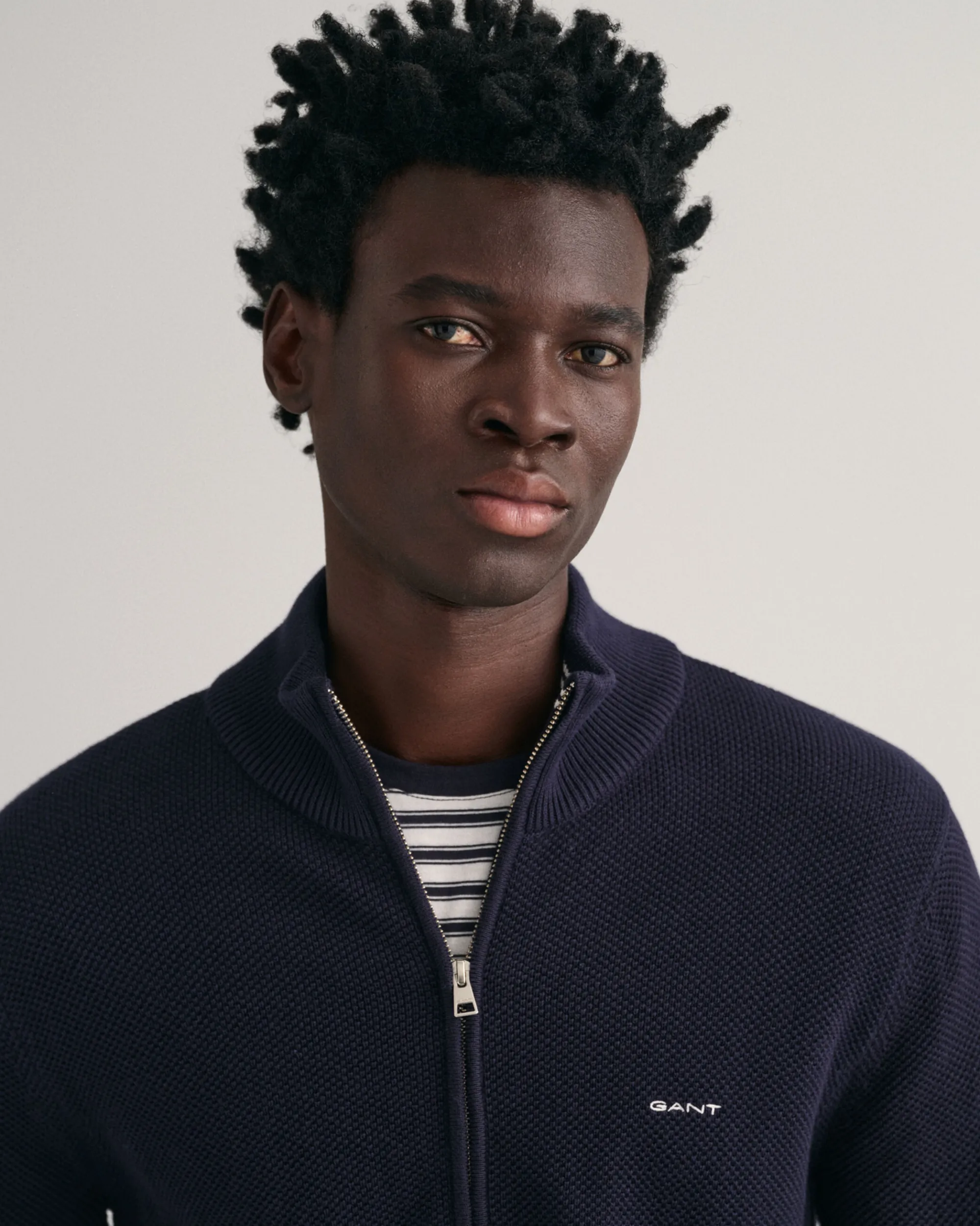 Cotton Piqué Zip Cardigan